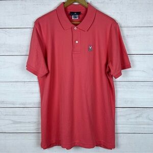 Psycho Bunny Polo Shirt Mens Size 6 L Pink Pima Cotton Skull Bunny Preppy